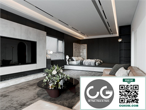 3Ds Max Living Room – Kitchen Interior Model Download by Trang Chuot