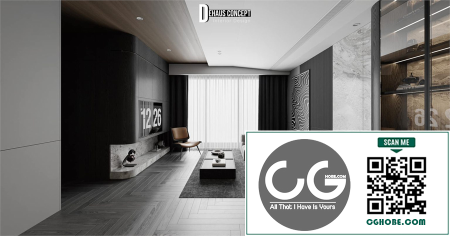 3Ds Max Living Room Interior Model Download by Trung Hau Tran