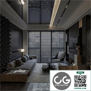 3Ds Max Living Room – Kitchen Interior Model Download by Duy Trinh