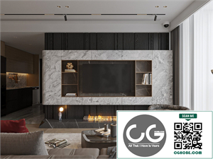 3Ds Max Living Room – Kitchen Interior Model Download by Tai Pham