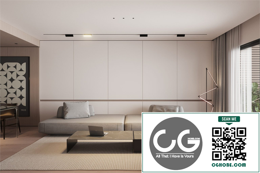 3Ds Max Living Room Interior Model Download by Quang Dung