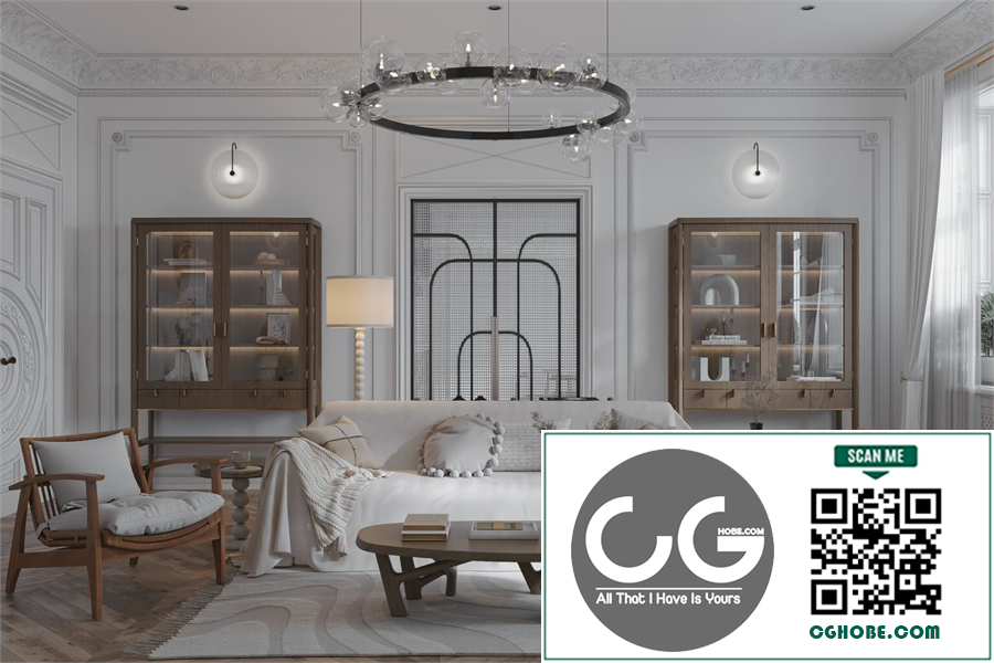 3Ds Max Living Room – Kitchen Interior Model Download by Vu Thanh Tung