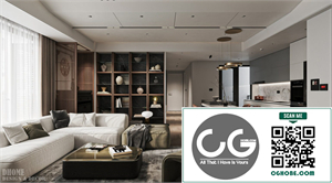 3Ds Max Living Room – Kitchen Interior Model Download by Duc Nguyen