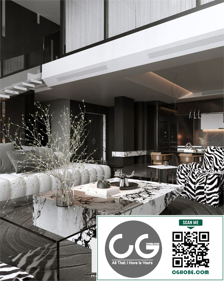  3Ds Max Living Room – Kitchen Interior Model Download By Ma Luong