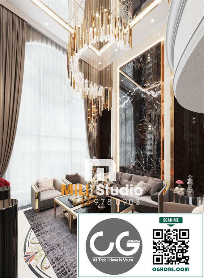 3Ds Max Living Room Interior Model Download by MiLi Studio