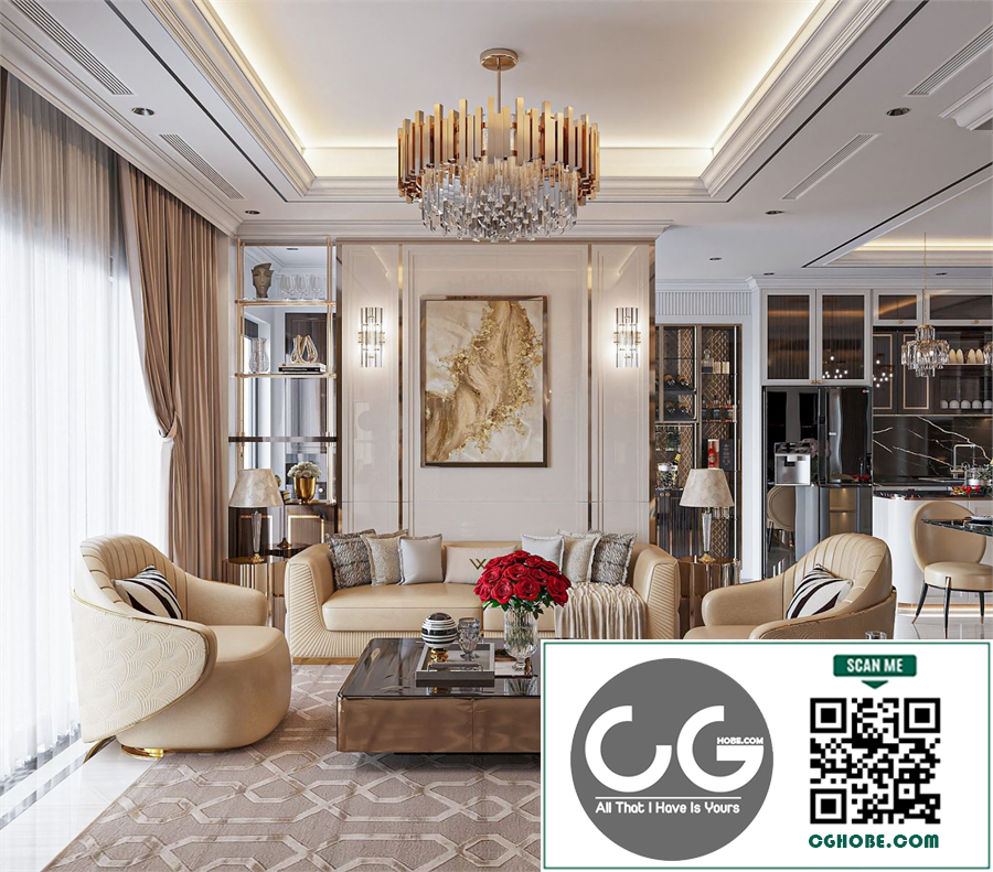 3Ds Max Living Room Interior Model Download by Vu Trong Tuan