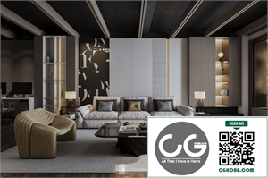 3Ds Max Living Room – Kitchen Interior Model Download by Phong Nguyen