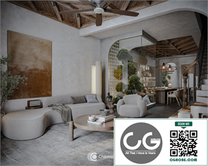 3Ds Max Living Room – Kitchen Interior Model Download by Phong Nguyen