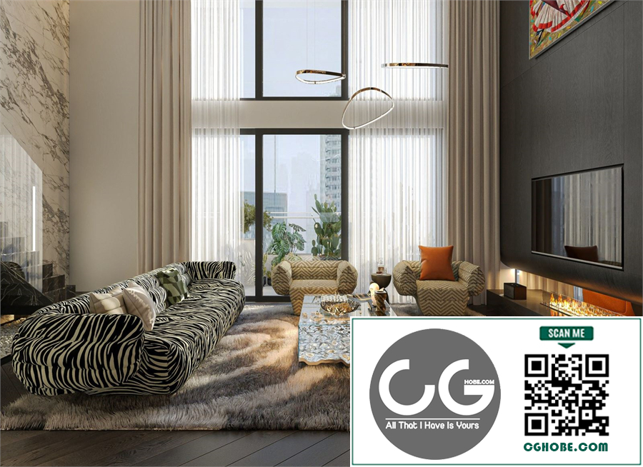 3Ds Max Living Room Interior Model Download by Bong Sun