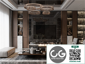 3Ds Max Living Room – Kitchen Interior Model Download by Quoc Tung