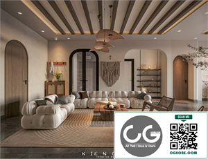 3Ds Max Living Room – Kitchen Interior Model Download by Kts Nhat Minh