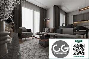 3Ds Max Living Room – Kitchen Interior Model Download by Huy Vuong
