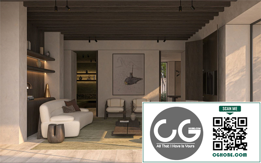 3Ds Max Living Room – Kitchen Interior Model Download by Do Toan