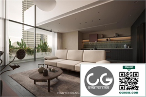 3Ds Max Living Room – Kitchen Interior Model Download by Nguyen Dang Khoa
