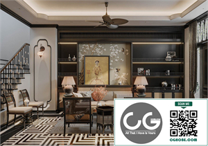 3Ds Max Indochine Living Room Interior Model Download by Giang Dinh Vu