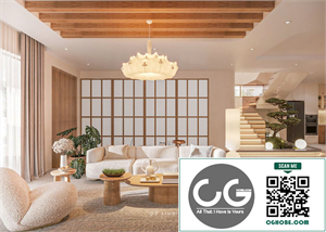 3Ds Max Living Room – Kitchen Interior Model Download by DB Designstudio