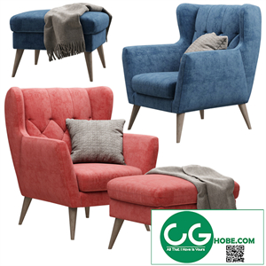 Armchair with pouf - Aria MP