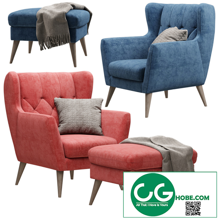 Armchair with pouf - Aria MP