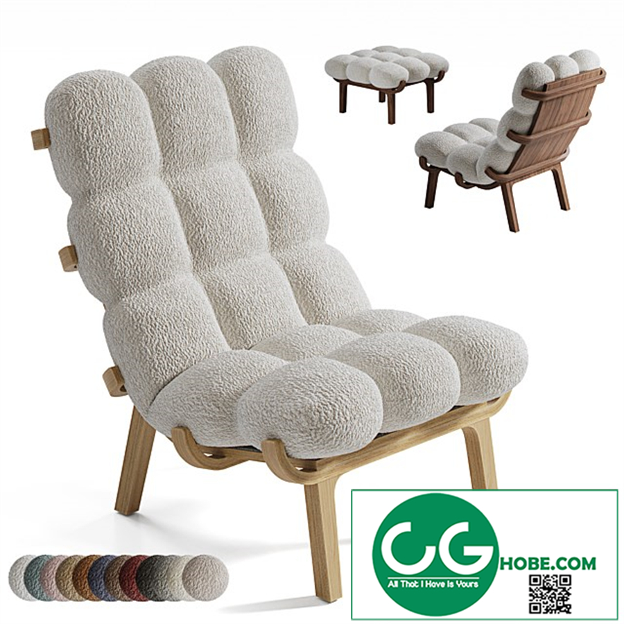 Armchair and pouffe NUAGE by SOLLEN