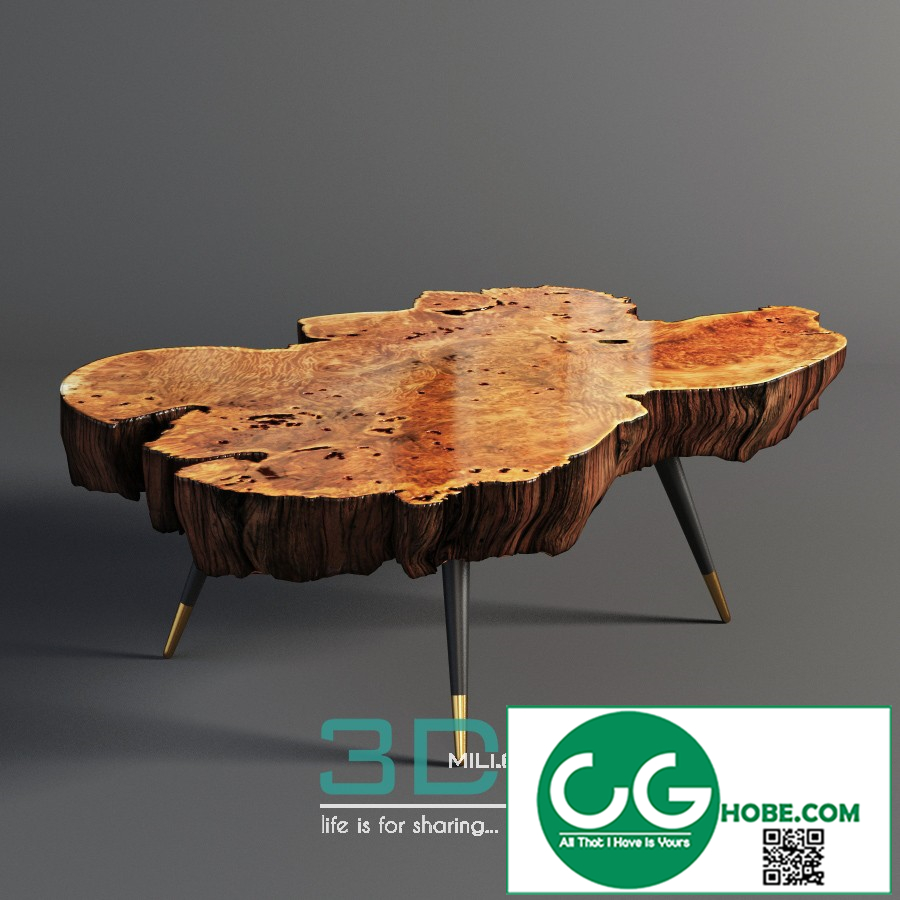 Wood slab coffee table