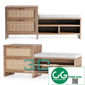 Wooden rattan couch