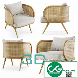 Wooden rattan lounge chair C20