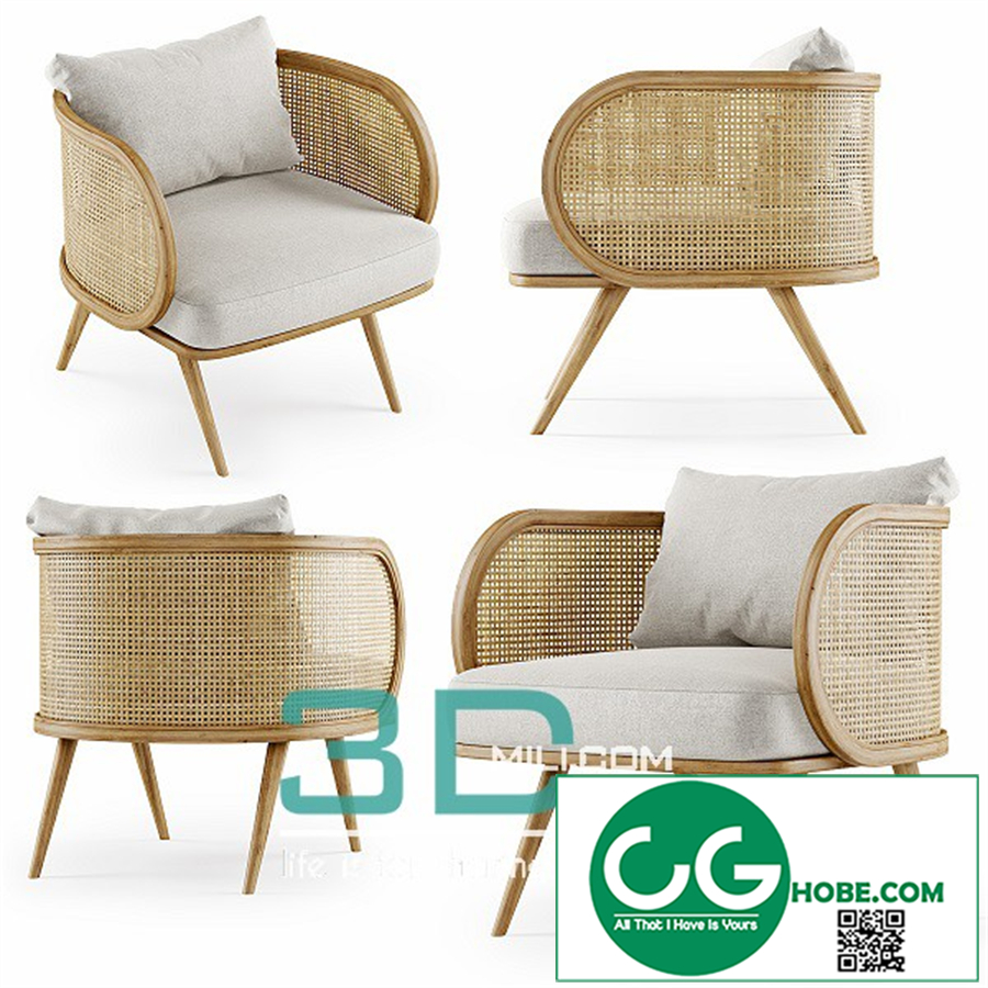 Wooden rattan lounge chair C20