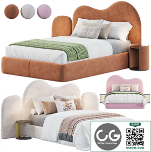 Curved Bedhead Boucle bed