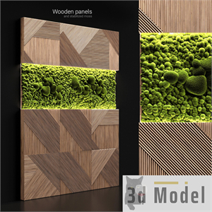 Wooden panels and stabilized moss