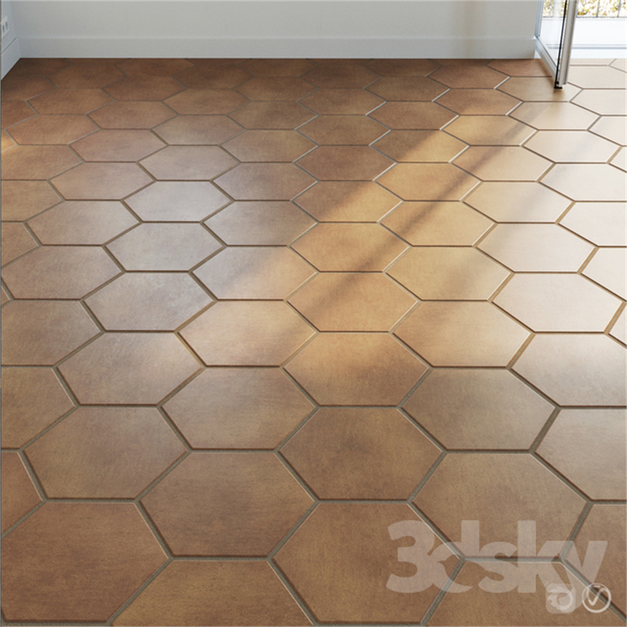 Ceramic tile set 03 - Hexagon Natural Terracotta