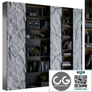Display cabinet with Rock panel Black