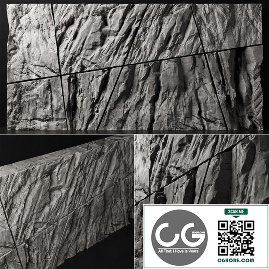 Stone rock wall splinter slab n2 / Stone rock wall slab from parts
