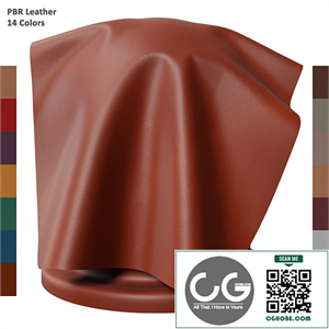 Grain Leather | PBR | 14 Colors | 4K | PNG