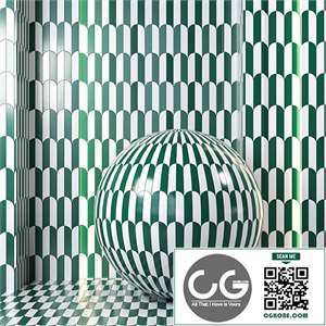 Altos Nero Polished Tile in Elongated Scallop Pattern - 4K Seamless