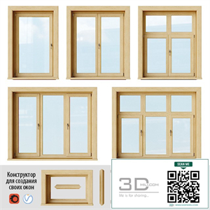 Set of wooden windows 2 + Designer
