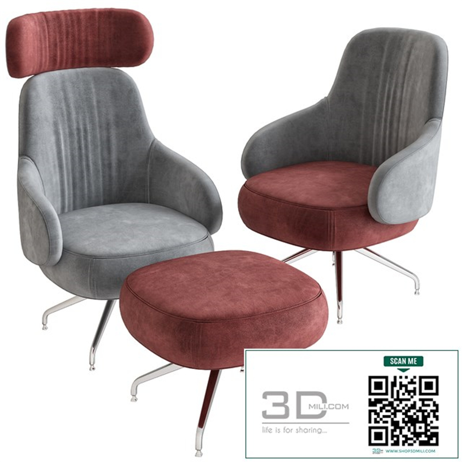 Pillo Low Back Easy Chair With Aluminum Base by Swedese