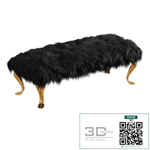 Bench Black Mongolian Lamb Wool
