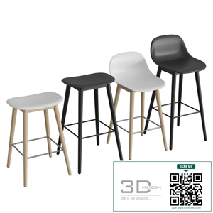 Fiber Bar Stool Wood Base