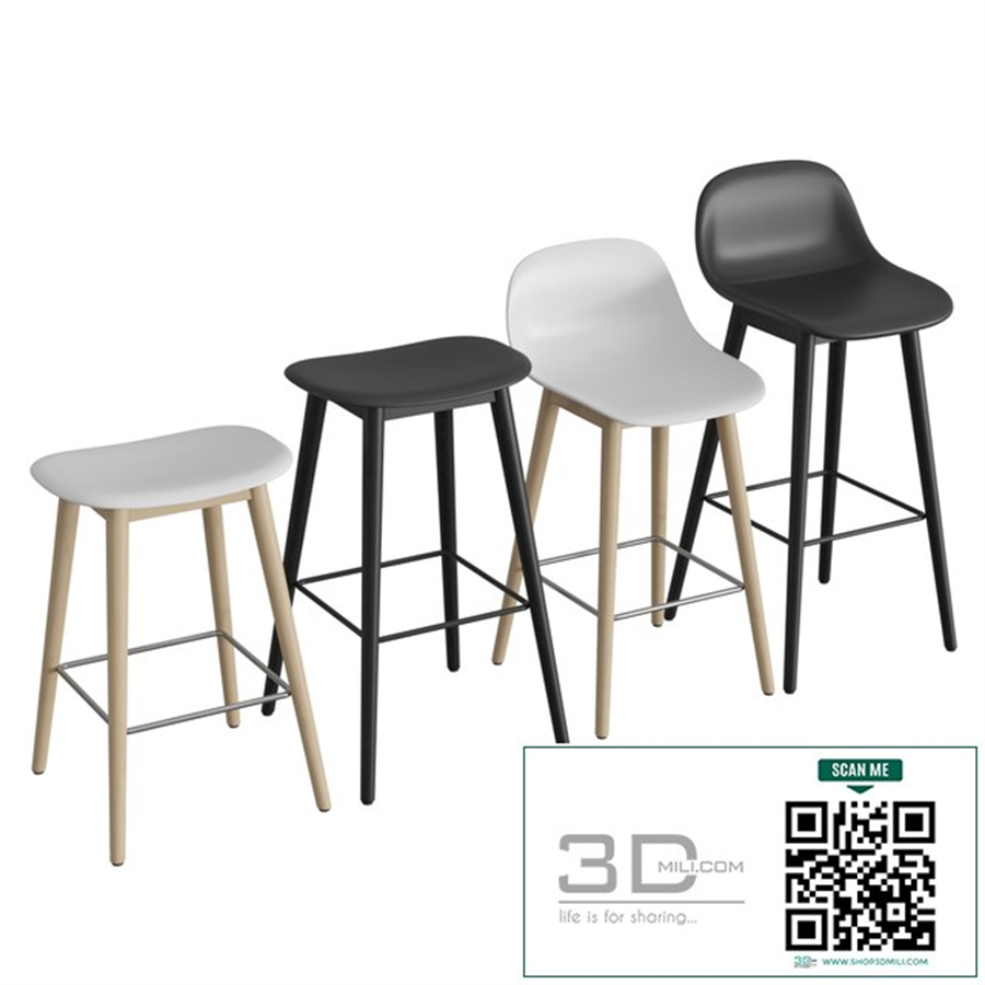 Fiber Bar Stool Wood Base