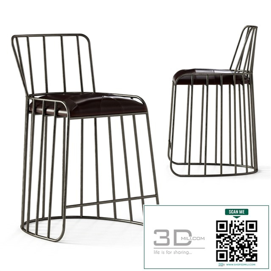 David Counter Stool, Metal and Leather