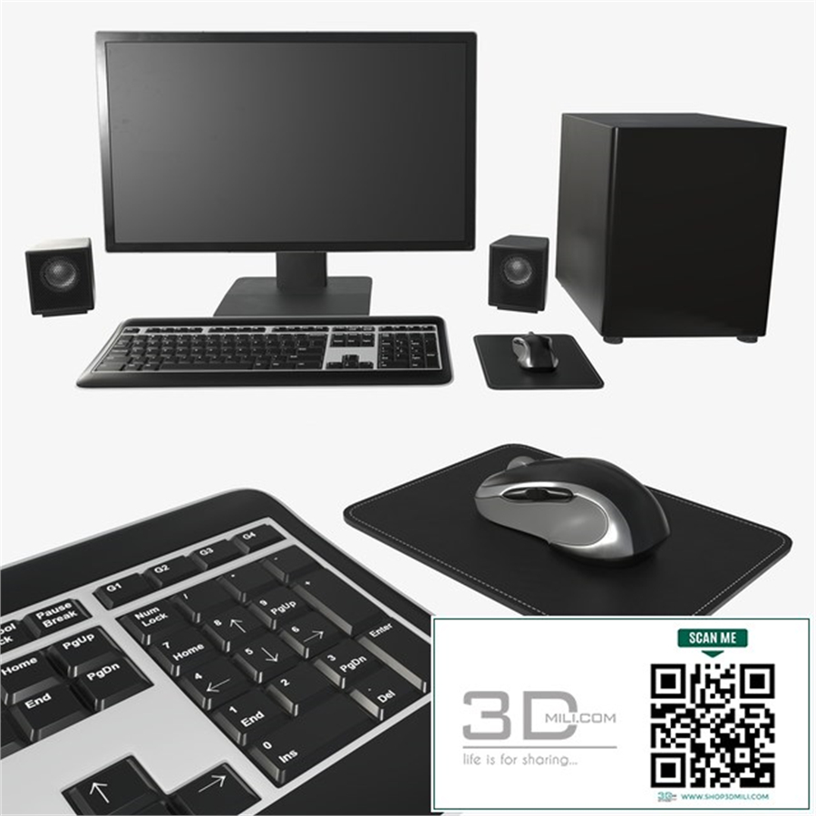 Computer monitor keyboard mouse pad speakers woofer set