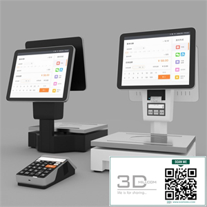 cashier with QR code scanner