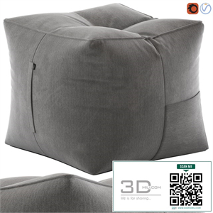 LIFE Gray Bean Bag Pouffe and Vienna Woods Bermuda Ottoman