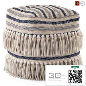 Network Rugs Bone Fringed Wool Ottoman