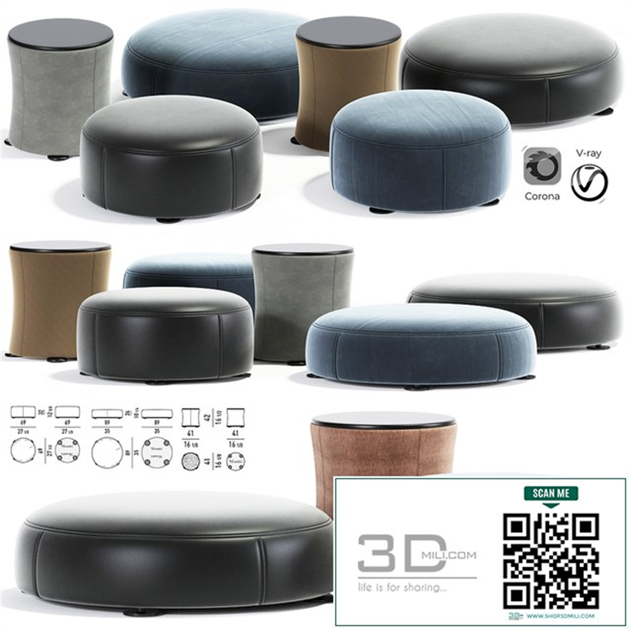 Davis pouf set minotti