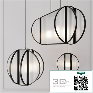 Corrugated glass chandelier