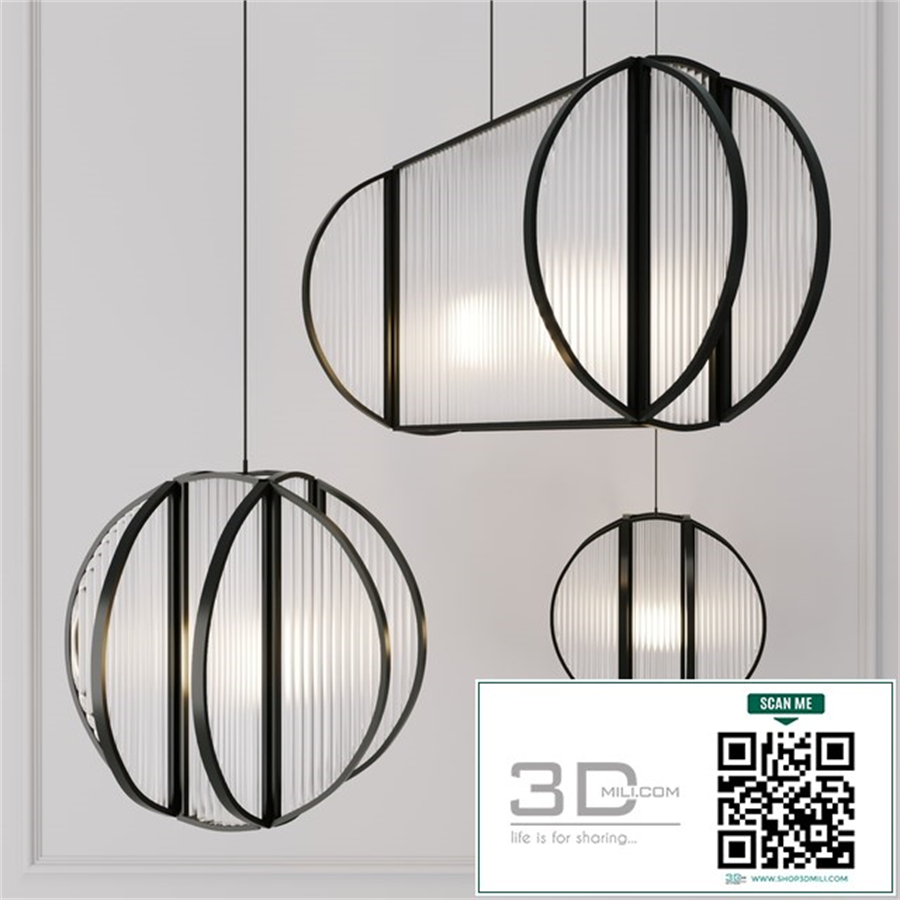 Corrugated glass chandelier