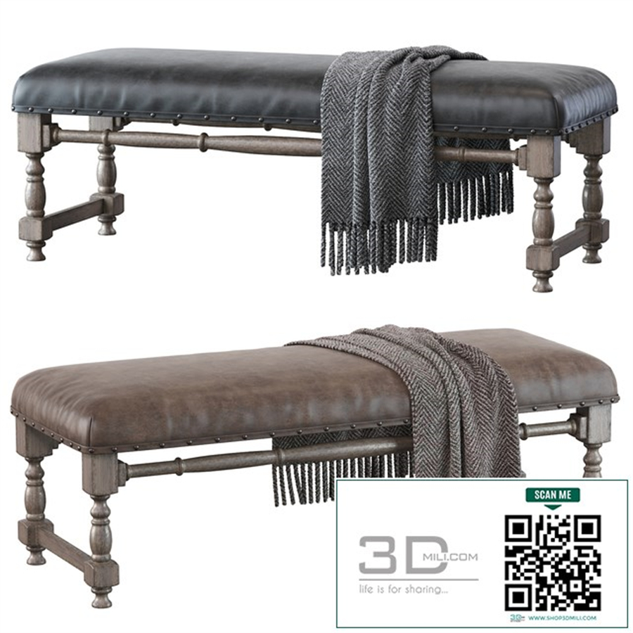 Light Gray Upholstered Accent Bench