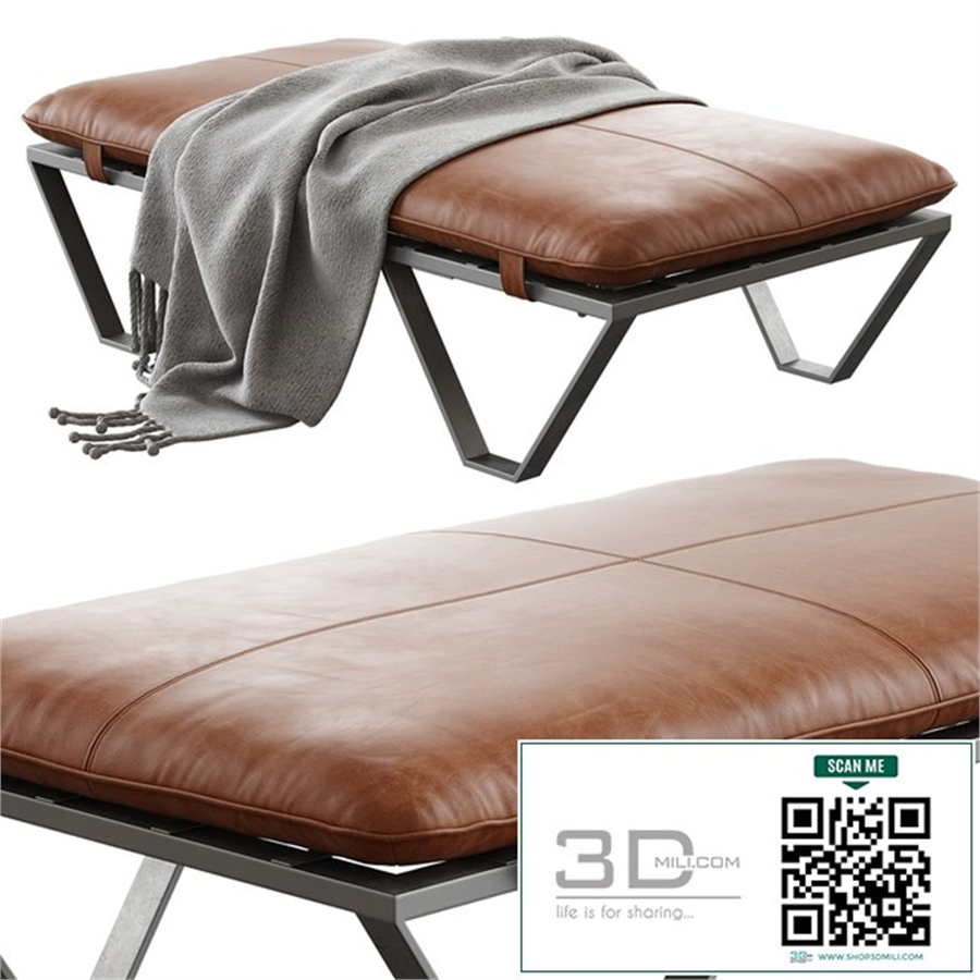 Darrow Tan Leather Ottoman