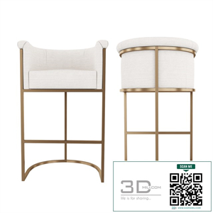 Bar stool Wexler Barrelback Fabric